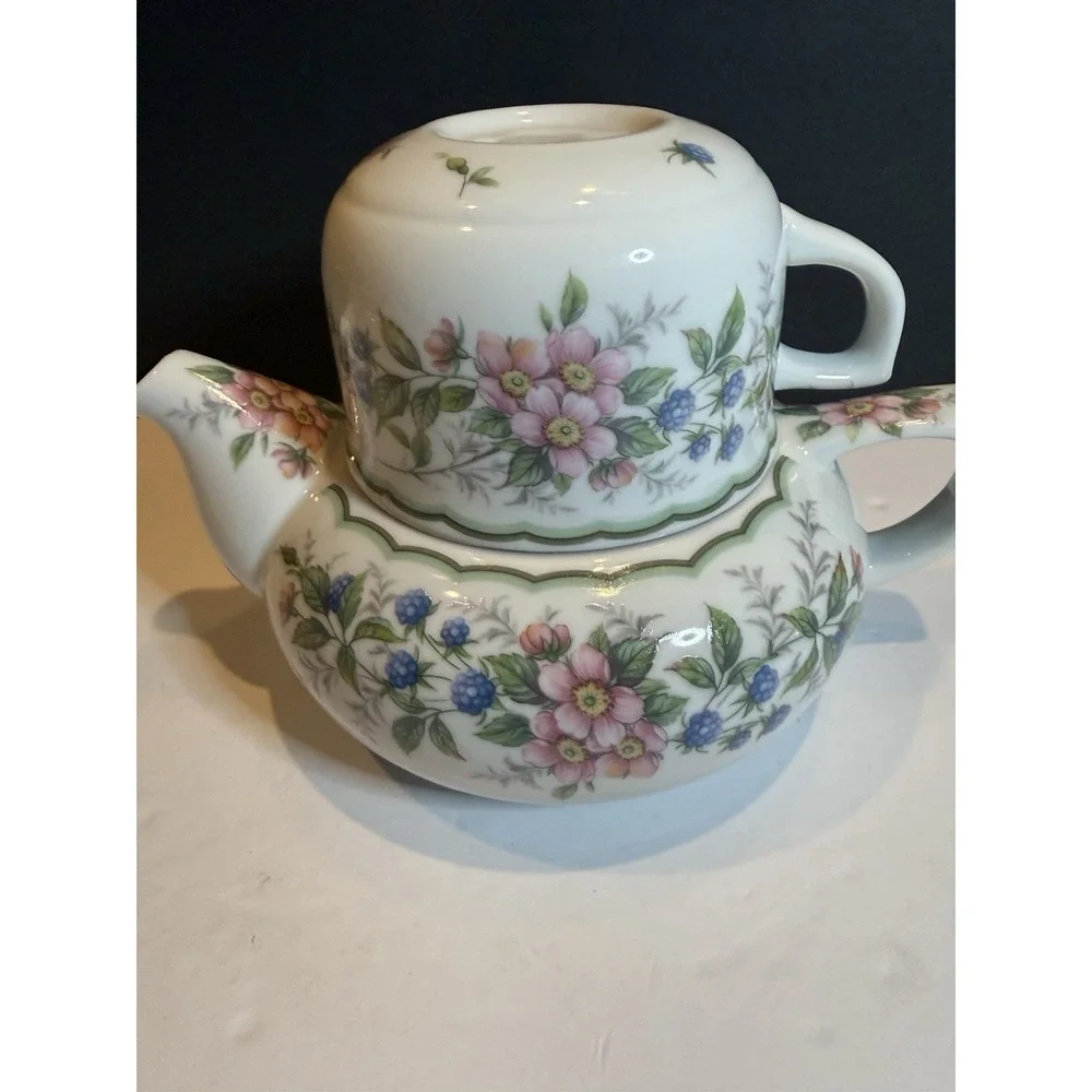 Andrea by Sadek Tea for One Set Japan Floral Teapot Cup Lid Vintage